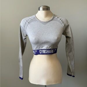 Gymshark Gray and Blue Long Sleeve Crop Top